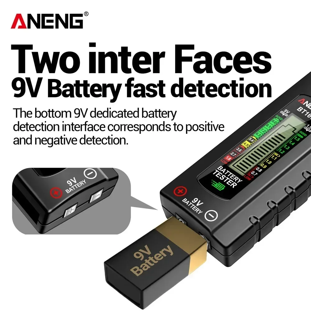 ANENG BT167 Batterij Detector LCD Display C AA AAA D 9V 1.5V Universele Knoopcel Tester Volt Test checker Power Diagnostic Tool