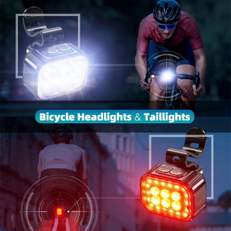 Bicycle Headlight Tail Light MTB Road Bike Bright Flashlight Cycling Waterproof 500 Lumens LED 12H Working Time Type-C Alloy she