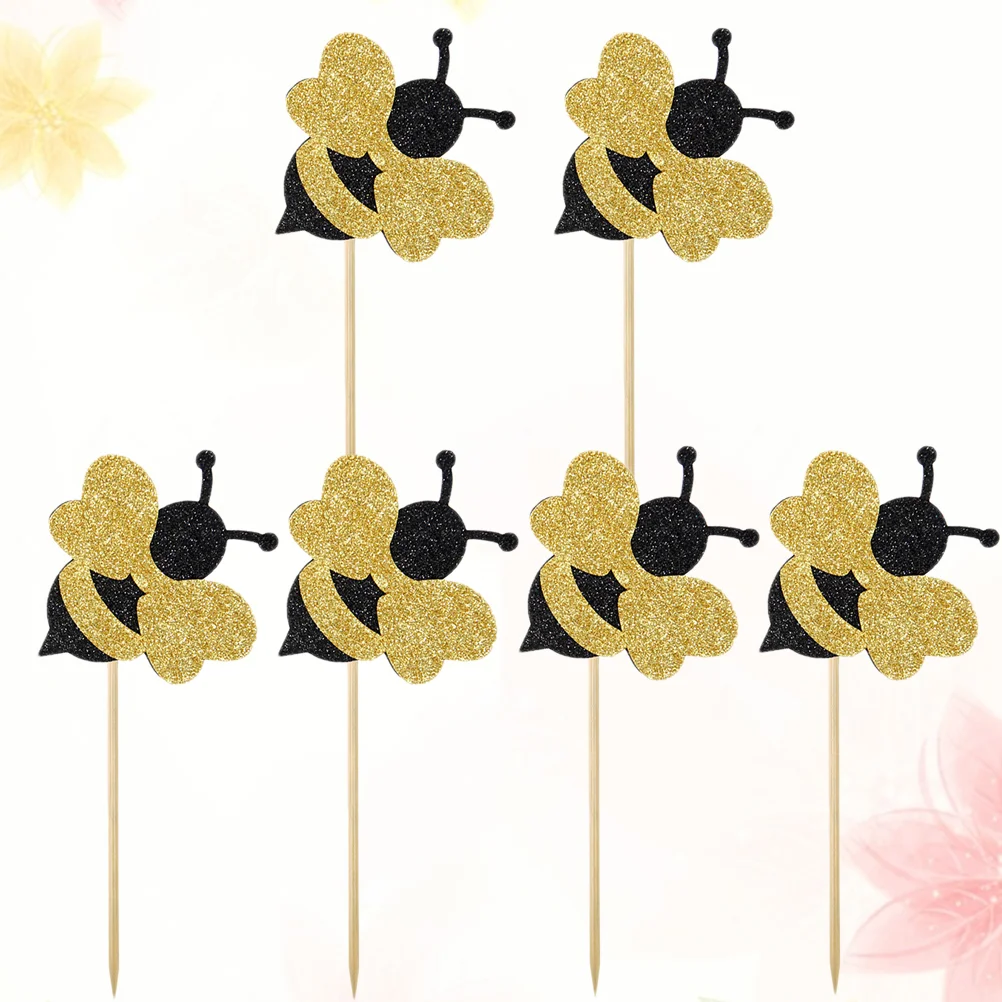 

Fairy First Birthday Cake Toppers Ornaments for Kids Bee Desserts Bamboo Cupcake Picks