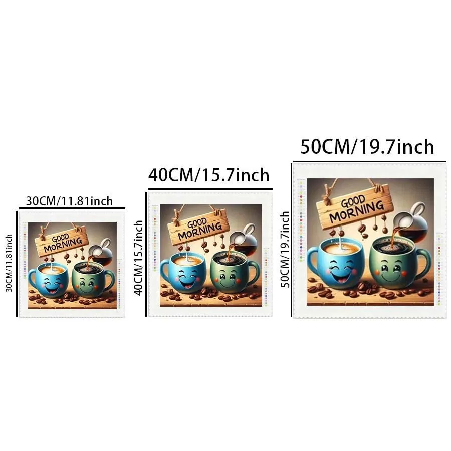 1 piece of 5D DIY flocking cloth, special drill, diamond painting kit, coffee, smile, pattern mosaic, diamond art