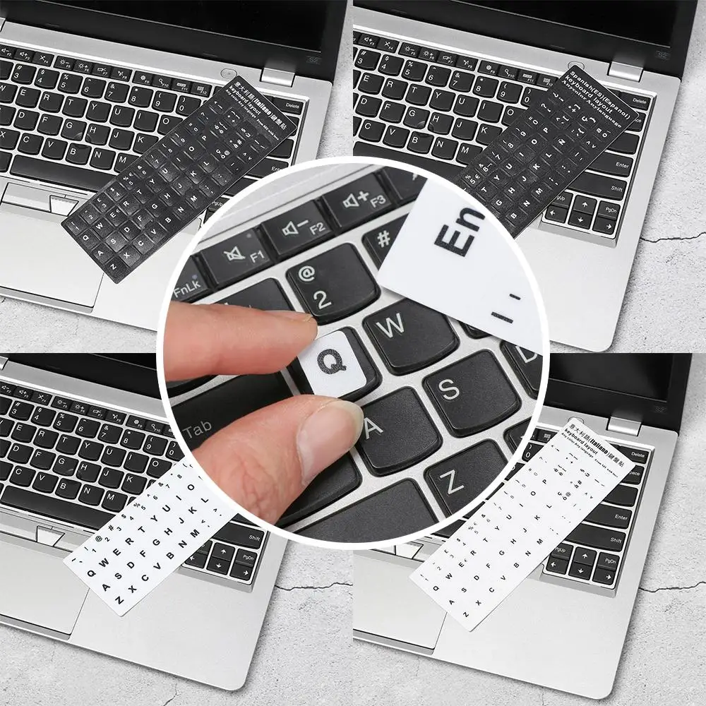 Wear-resistant Deutsch English Spanish Alphabet Layout Russian Letter Keyboard Stickers