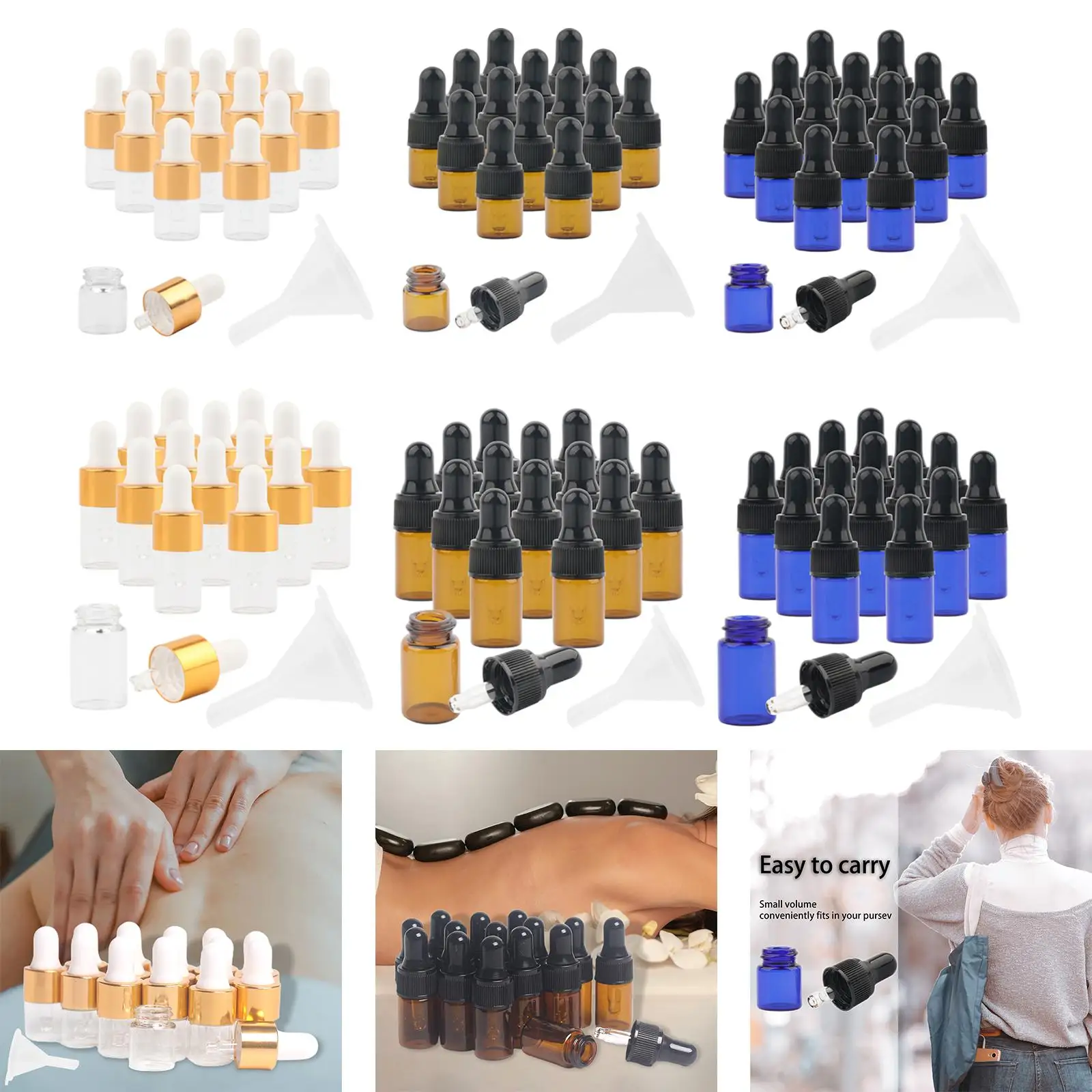 15Pcs Glass Dropping Bottles with Glass Droppers Travel Bottles Empty Small