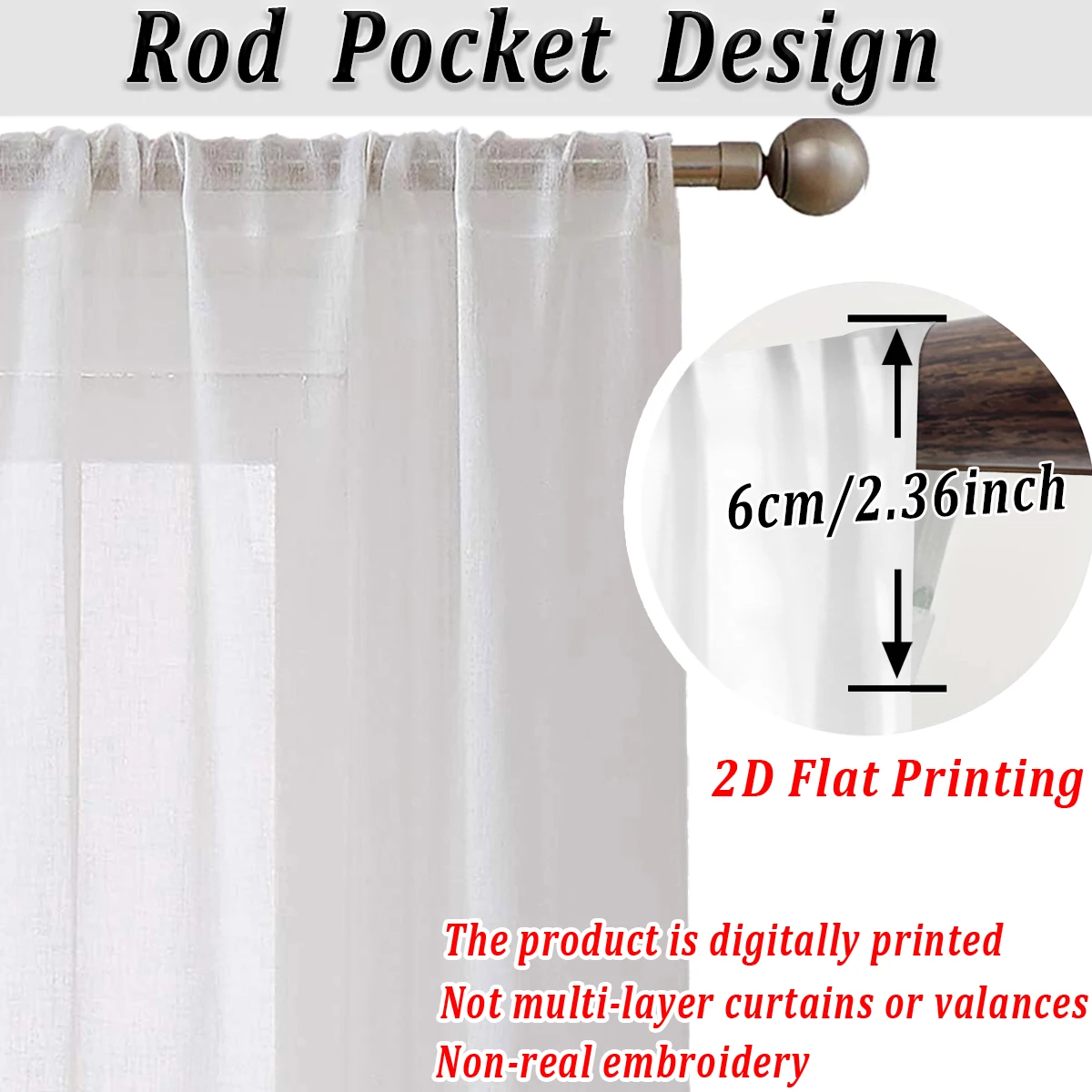 Sunflower Sheer Curtain，Light Fabric，for Living Room Bedroom Home Door and Window Decor