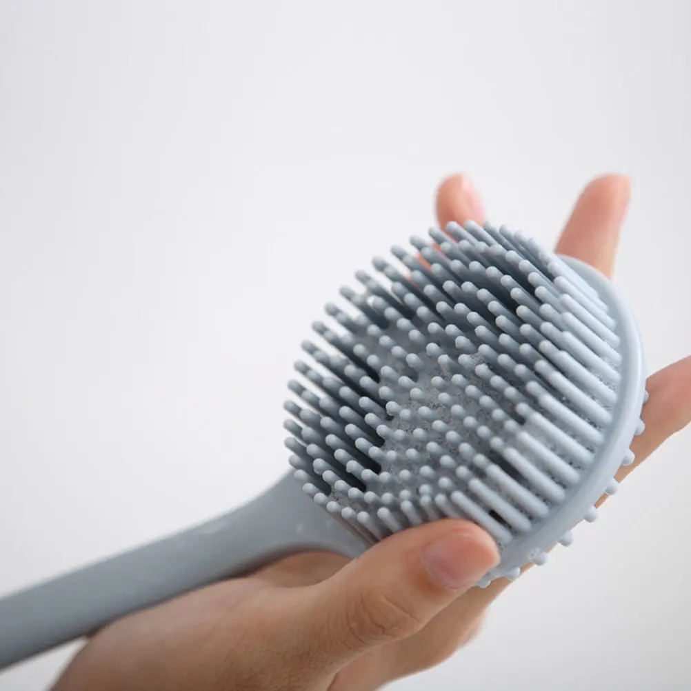 Silicone Back Scrubber for Shower Body Scrubbing Brush with Extended Handle Promotes Circulation Removes Excess Oil Skin Healthy