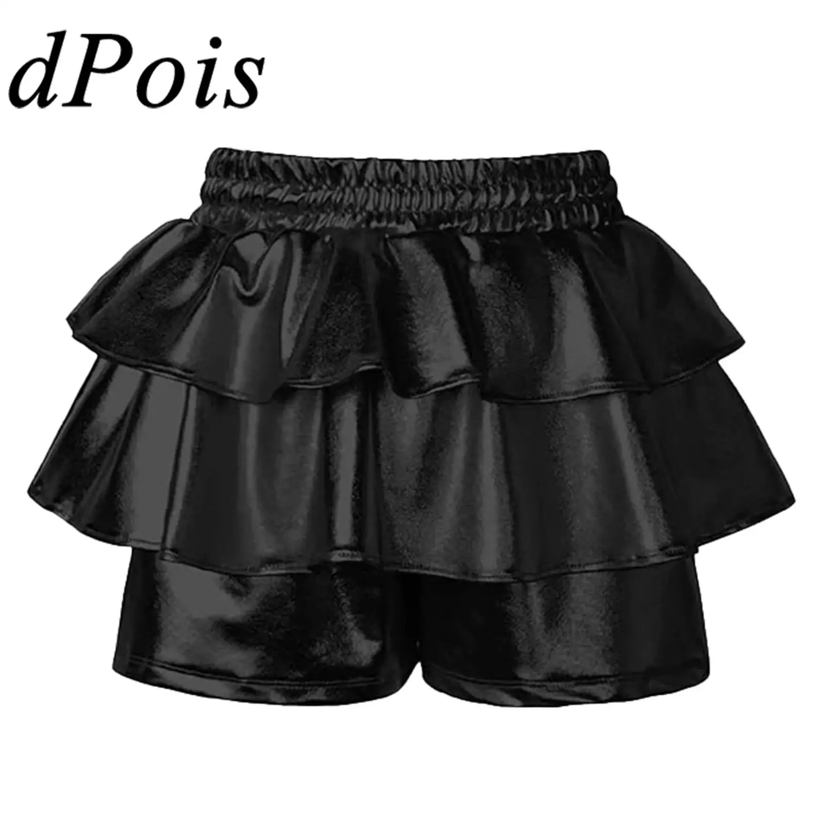 

Children Disco Jazz Dance Costume Girls Metallic Ruffled Shorts Culottes for Stage Performance Kids Short Pants Hip Hop Clothes