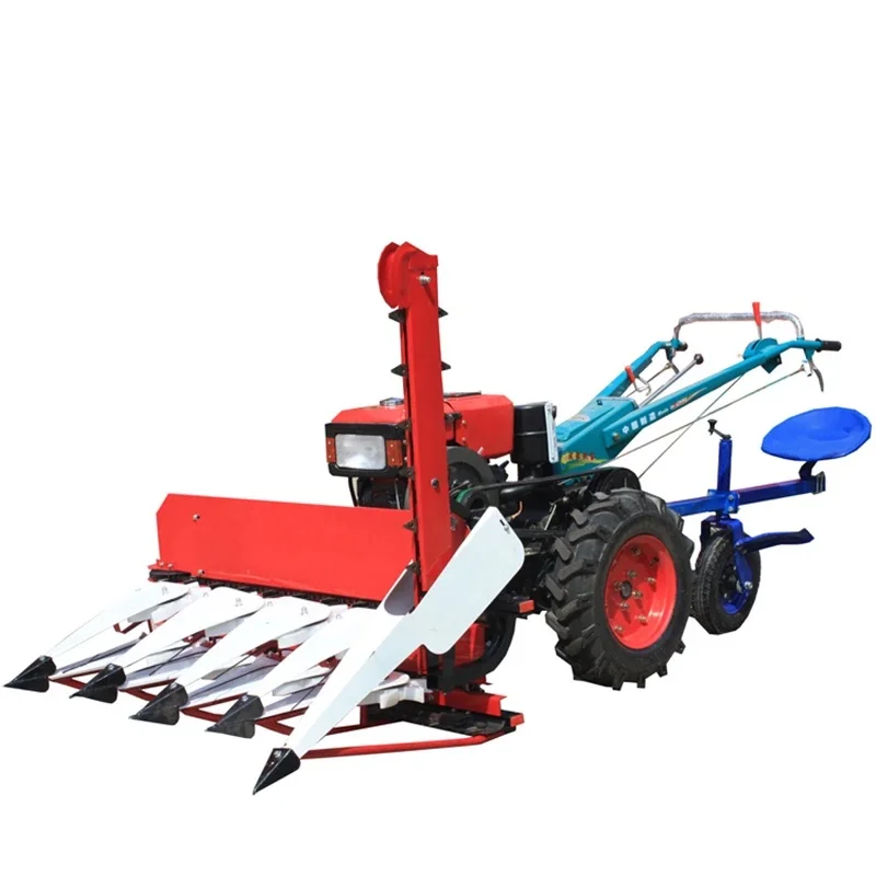 China 12 Horsepower Diesel Walking Tractors Powerful Rice Wheat & Sorghum Corn Stalk Pepper Harvester Farm Machinery