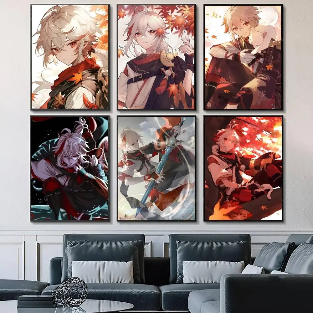 Game Genshin Impact Kaedehara Kazuha Posters Fancy Wall Sticker for Living Room Bar Decoration Wall Decor