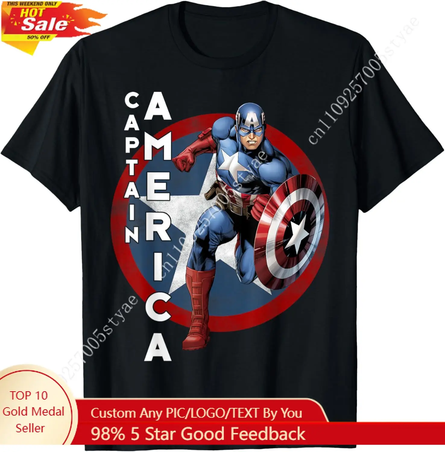 Marvel Avengers Vintage Men Women Captain America Avengers Icon T-Shirt