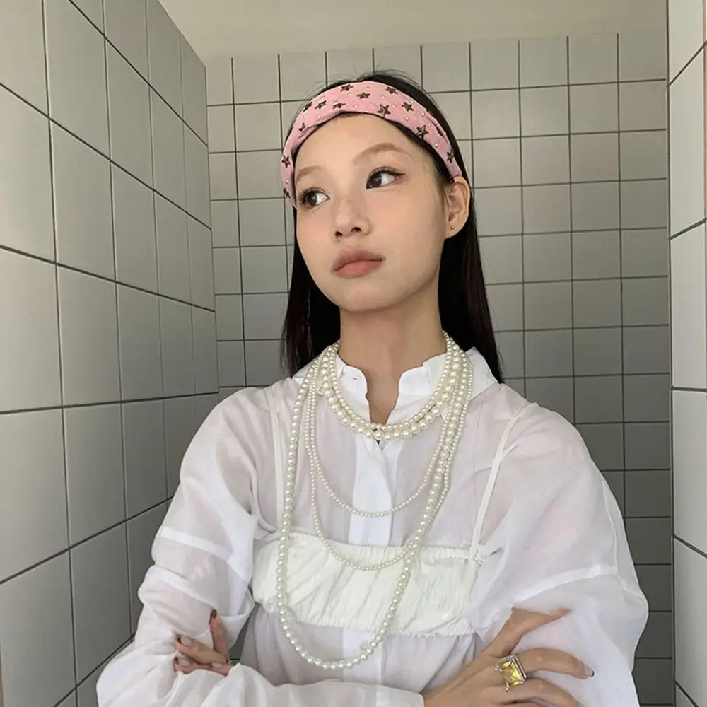 

Sweet Colth Wide Star Rivet Headband Y2K Face Wash Wide Edge Hairband Spicy Girl Korean Style Retro Hair Hoop