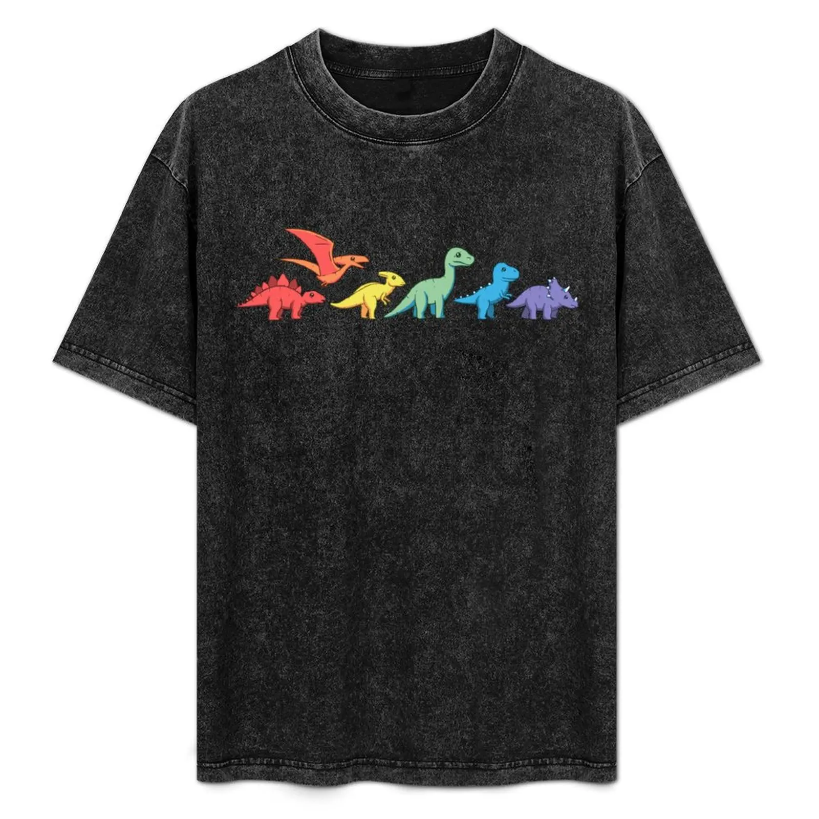 

Rainbow Dinos T-Shirt football t shirt funny shirt cotton T-shirts for men cotton