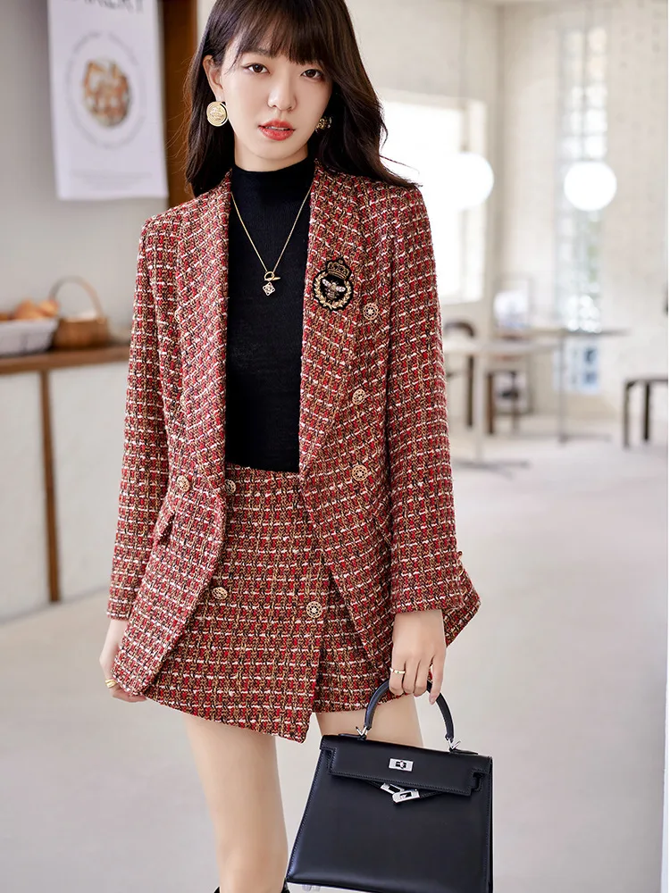 Autumn Winter Formal Women Business Suits with Blazers Coat and Shorts Ladies Office Professional Career Work Wear Outfits