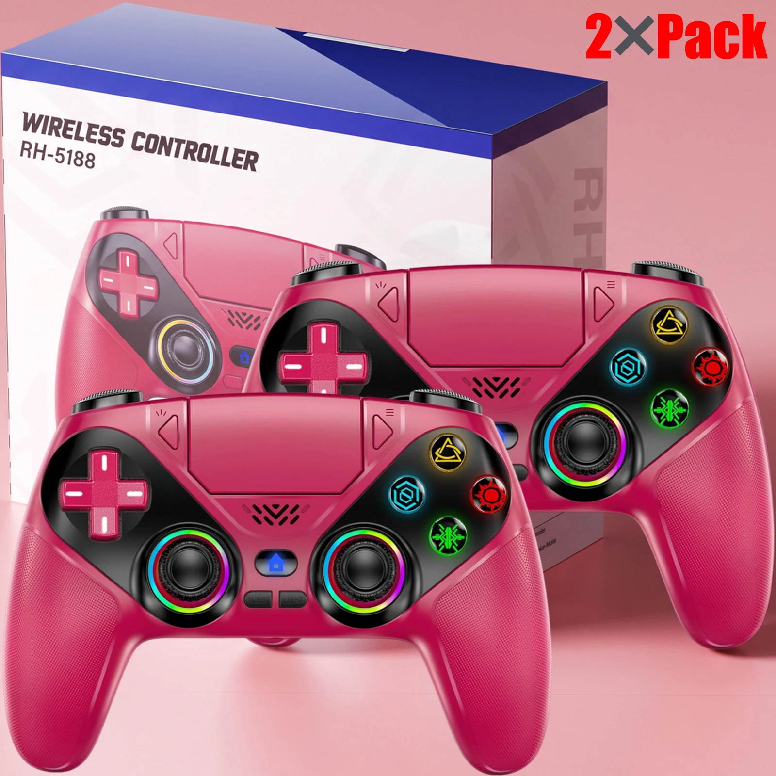 Controller für Playstation 5 PS5/PS5 Pro/Slim/PC Gamepads mit Hall-Effekt RGB Kabelloser Spielsteuerungs-Joystick Marco/Turbo-Programmierung