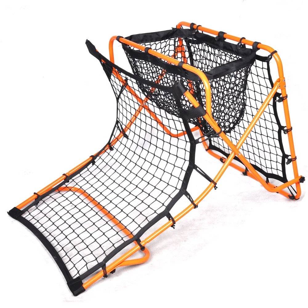 

Double sided football rebound net soccer pass shot ground ball training net easy assemble kids adults soccer rebounder net