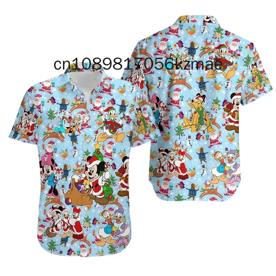 

Mickey Christmas Hawaiian Shirt Men's Women Short Sleeve Button Up Shirt Disney Christmas Hawaiian Shirt Casual Beach Shirt Kids