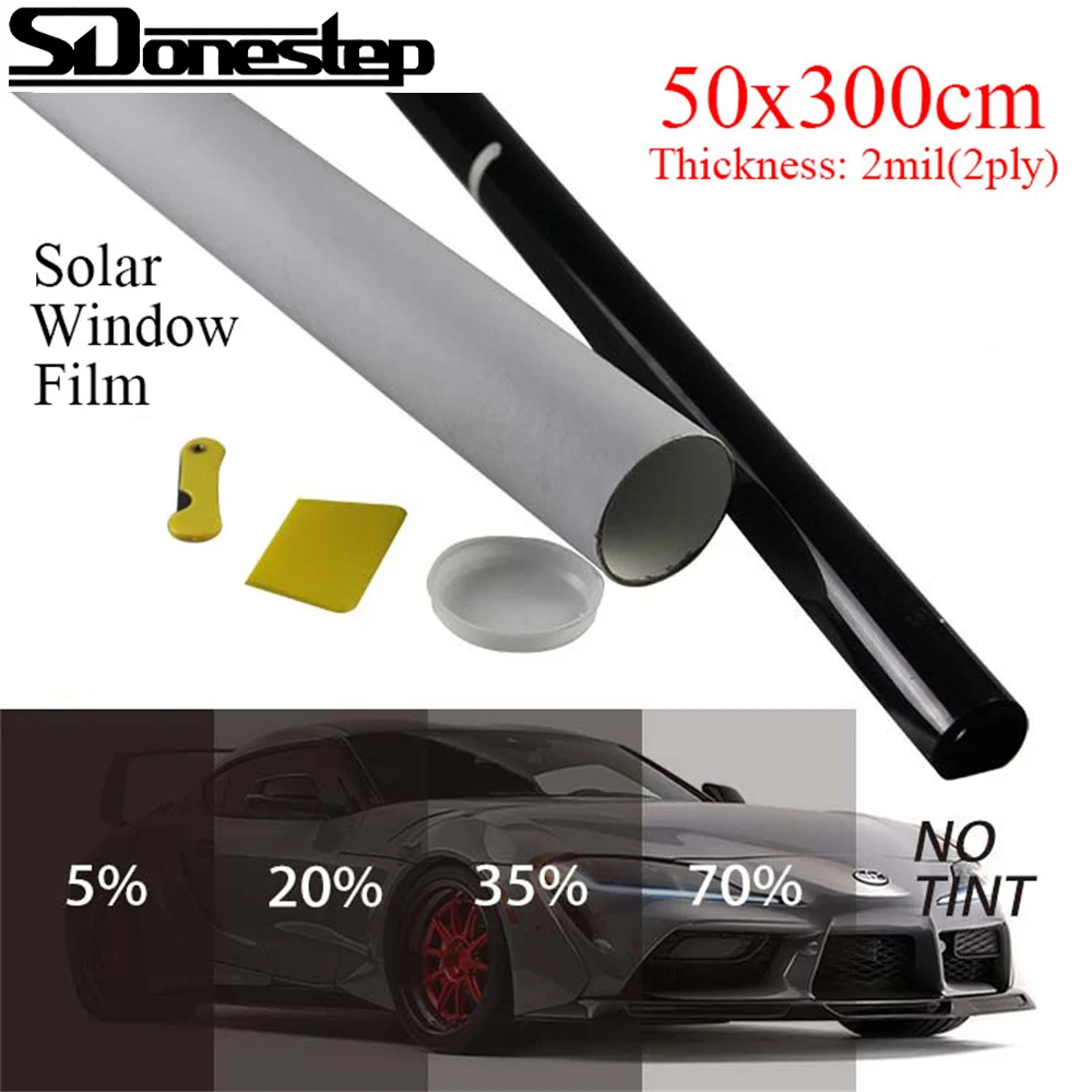 

300cmx50cm 2mil Black Car Window Foils Tint Tinting Film Roll Car Auto Home Window Glass Summer Solar UV Protector Sticker Films