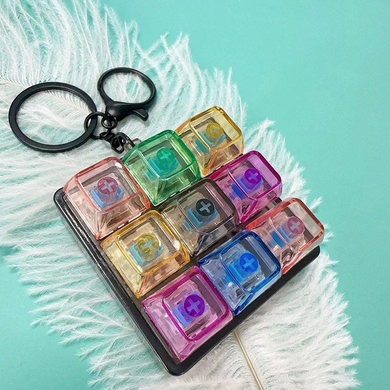9 Keys Keyboard Keycaps Keychain Fidget Toy Anti-Anxiety Point Keycaps Party Stress Relief DIY Keycaps Toy Keyboard Caps