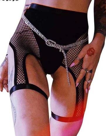 

Women Fish Net Shorts Mesh Cycling Leggings See Through High-Waist Pants Summer