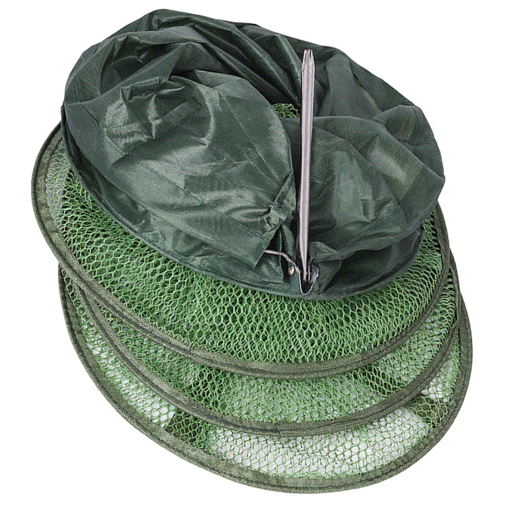 

Fishing Net Bag Guard Keep Nets Foldable Equipment Stainless Steel Baskets Fish Catching Reusable Mesh Storage Supplies