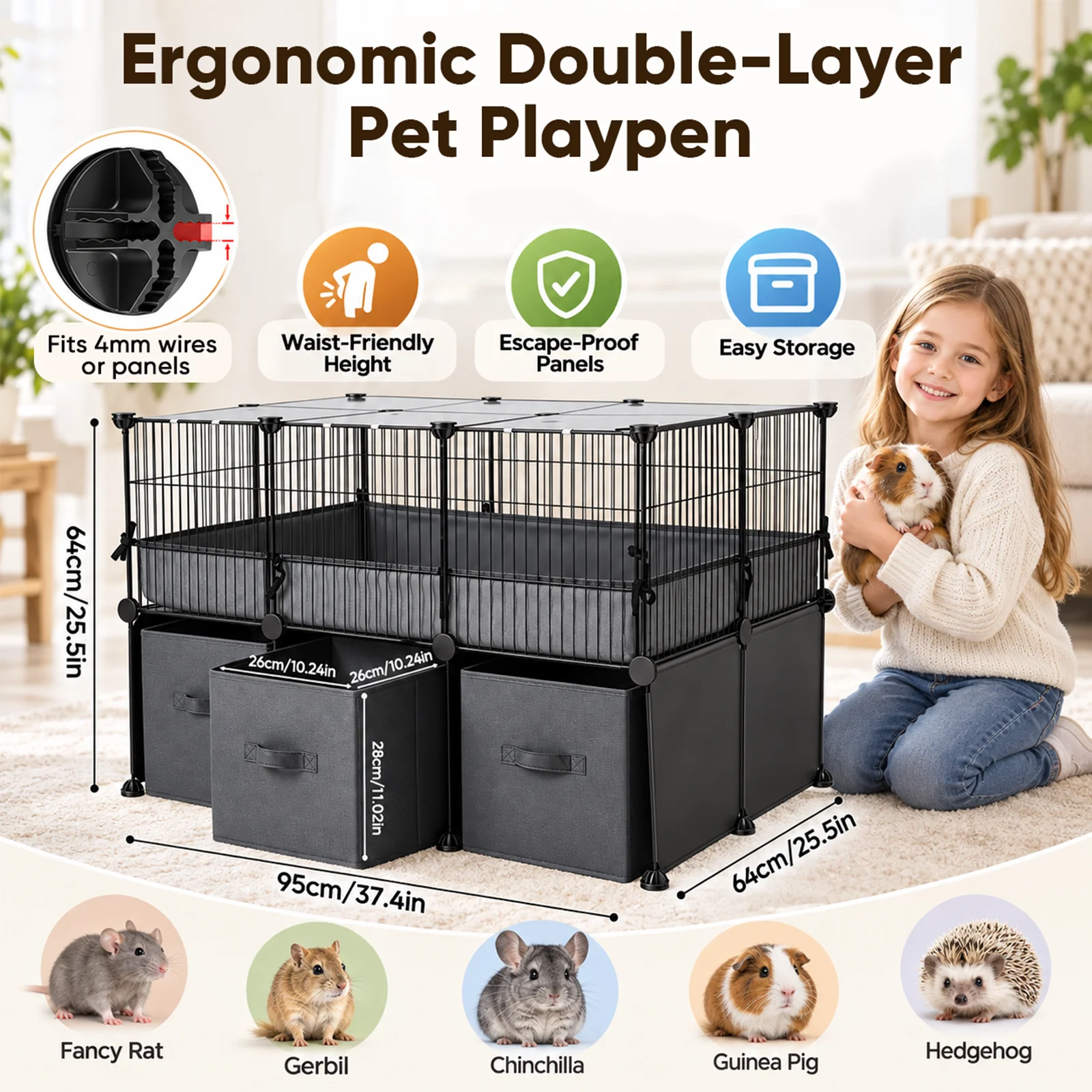Pet Enclosure Guinea Pig Cages Small Animal Playpen Cat Cage Free Combination Rabbit Guinea Pig Chinchilla Enclosure