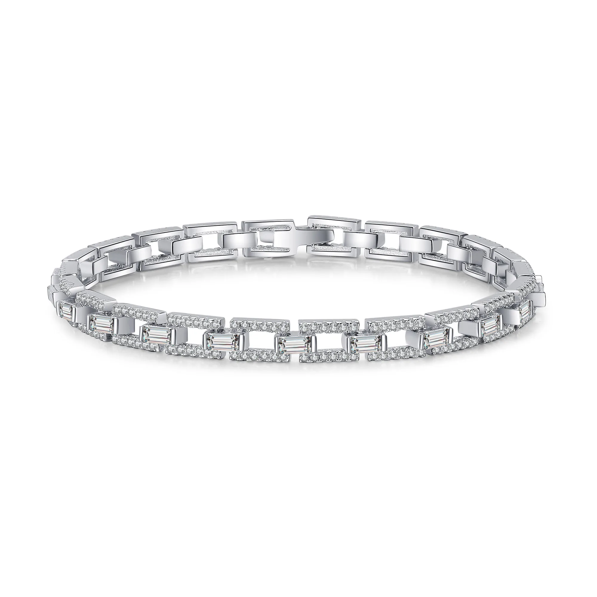 LORIELE 3-3.5CT All Moissanite Tennis Bracelet for Women Luxury Sparkling Bangles 100% Pure 925Sterling Silver Jewellery 6-7inch