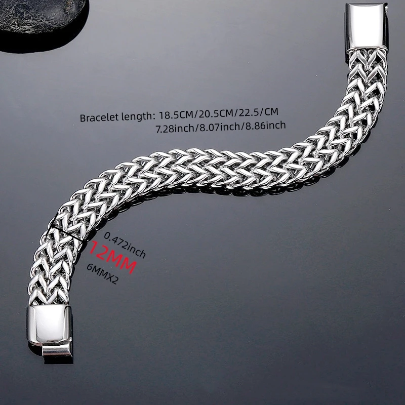 New Arrival 12MM 316L Stainless Steel Front and Reverse Chain Bracelet & Bangles Fashion Men\'s Accessories Christmas Gift