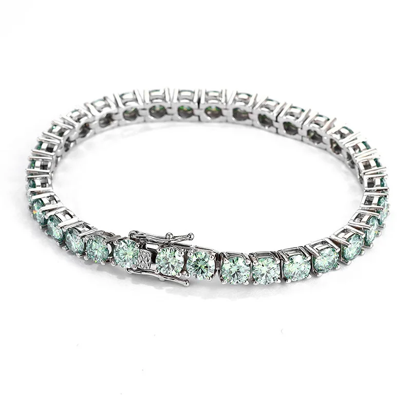 Bracelets de tennis Moissanite pour hommes et femmes, bijoux de mariage GRA, argent 925, diamant de laboratoire, bleu, vert, original, 5mm