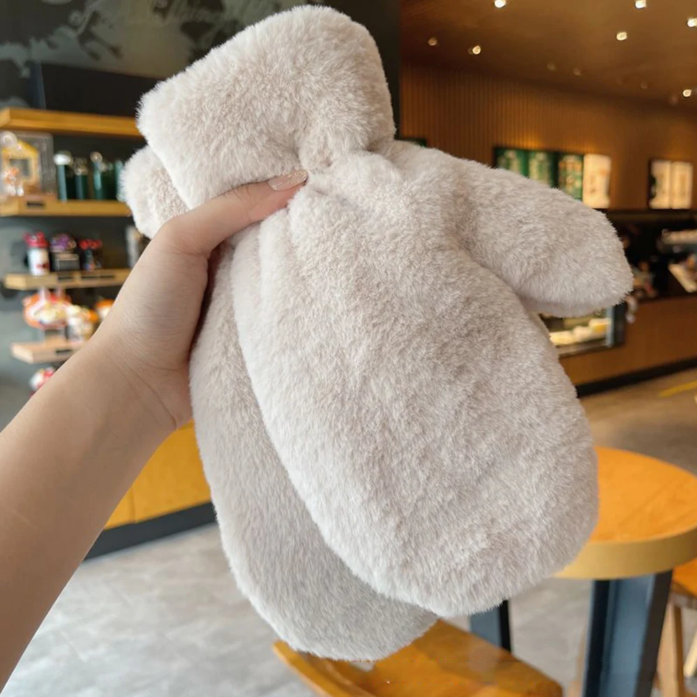 Winter Plush Wam Gloves Thicken Soft Fluffy All Fingers Gloves Cute Windproof Warmer Mittens Women Solid Color Keep Warm Mittens