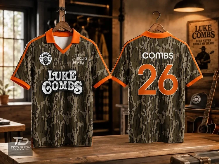 2026-27 New Luke Combs Men's Stand Up Collar Jersey 3D Printed Y2K Comfortable Casual T-shirt for Daily Wear and Training Wear