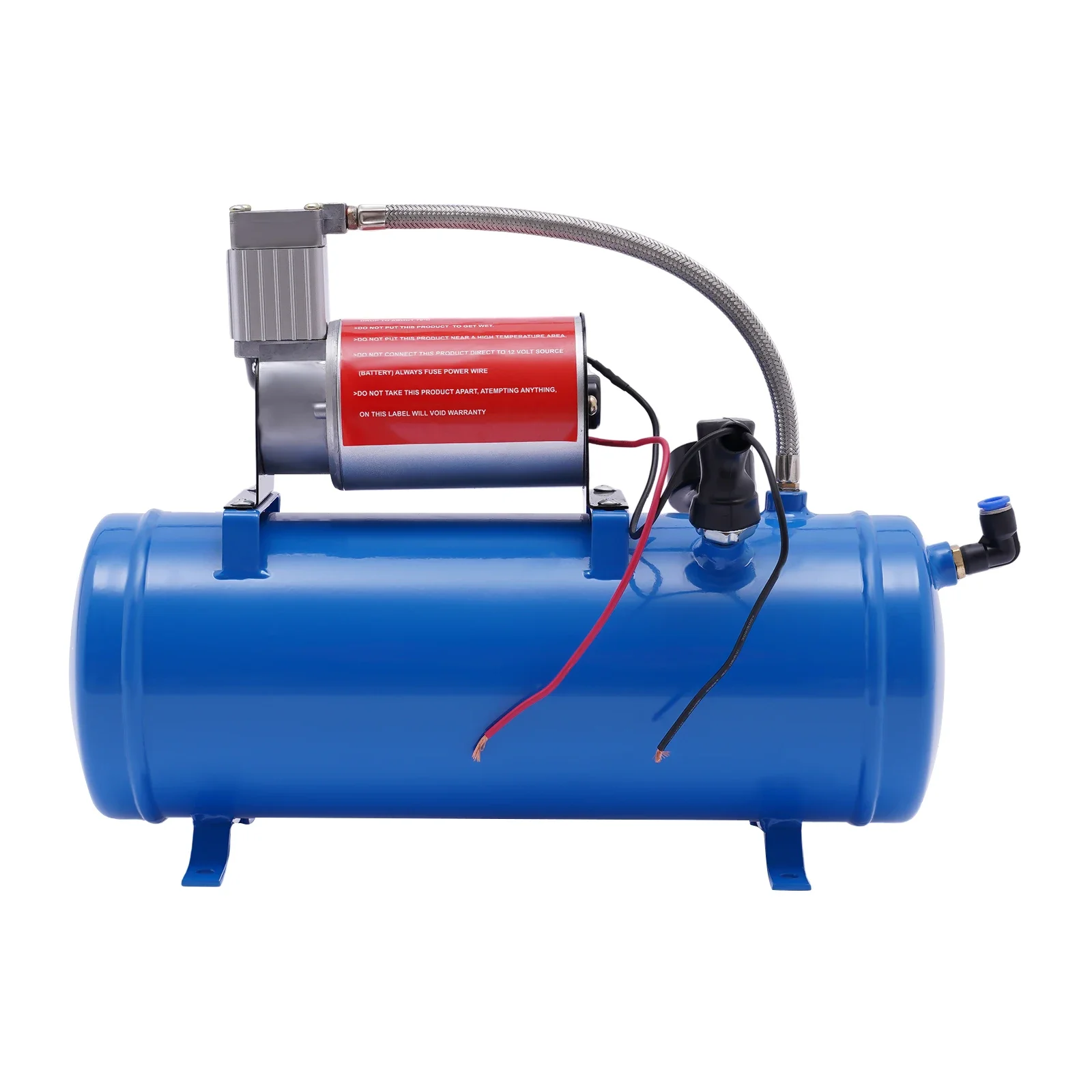 Image of Compressore d'aria DC 12V, gonfiatore compressore d'aria 150PSI, compressore d'aria con kit clacson per treno da 6 litri con serbatoio da 1,6 galloni cod004