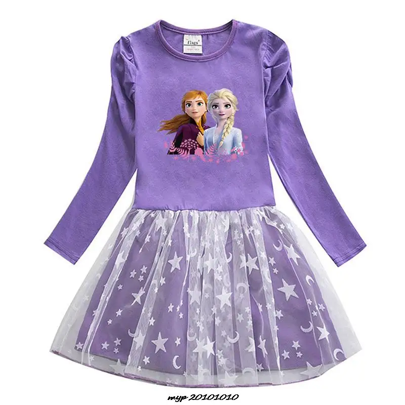 Disney Baby Party Dress Applique Frozen Elsa Baby Cotton Dress Hot Cartoon Kids Girls Dress Spring Autumn Winter