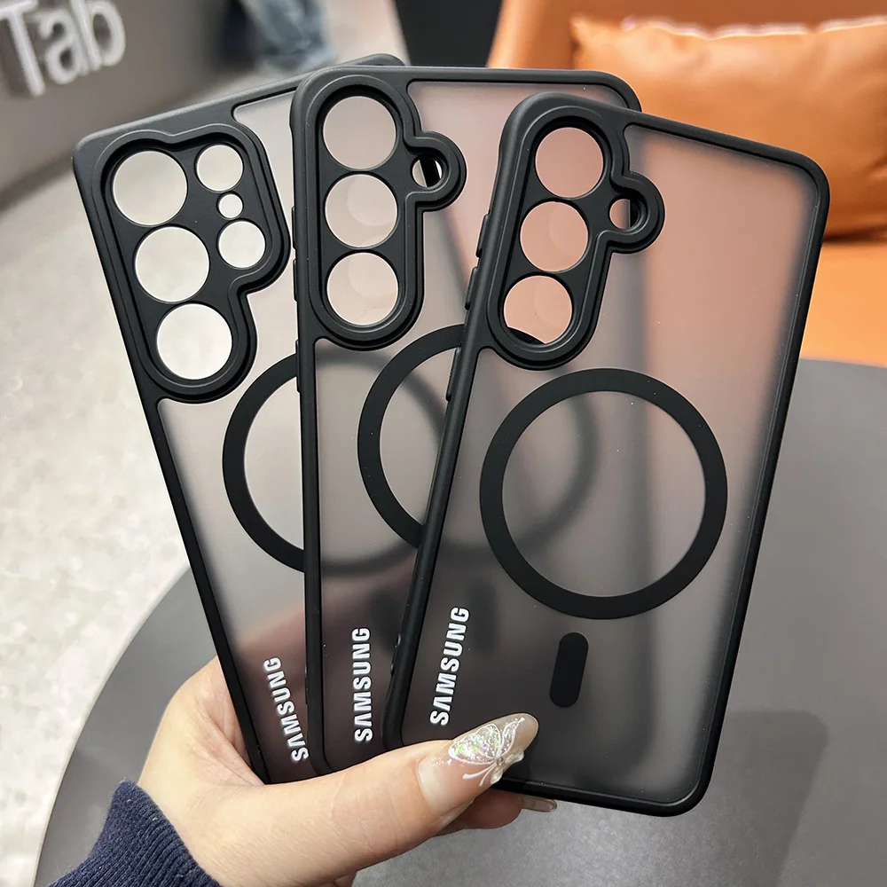 For Samsung S25 S25Plus S25Ultra FE Edge Case Wireless Magnetic Charging Matte Clear Cover For Magsa