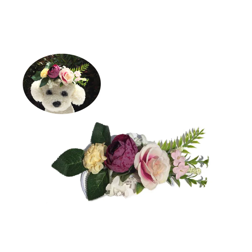 Pet Wedding Collars Dog Wreath Headwear Puppy Photo Shoot Props Dress Chest Flower