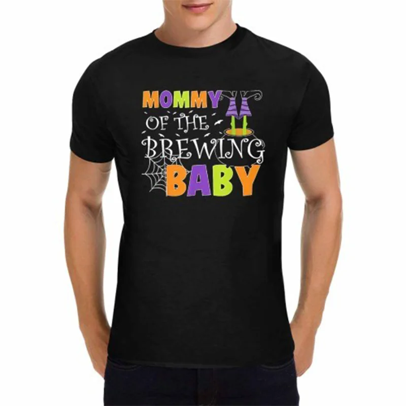 

Мужская черная футболка с круглым вырезом Mommy of The Brewing Baby Футболка на Хэллоуин WHX 180 г