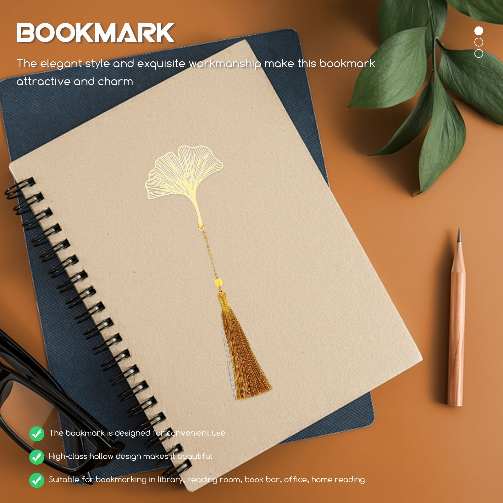 

2 Elegant Hollow out Leaf Design Page Markers Metal Page Markers for Home Office Reading Student Supplies Metal