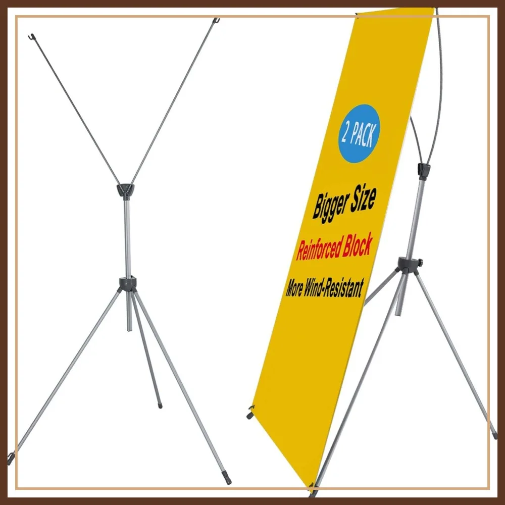

Adjustable T-Sign Tripod X Banner Stand for 23x63 to 32x78 Vinyl Signage, Portable Pop Up with Travel Bag, 2-Pack for Businesses & Events