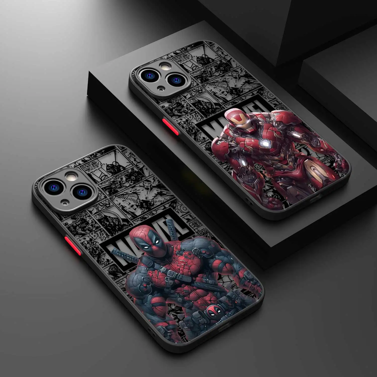 Matte Phone Case For iPhone 15 11 14 13 12 Pro Max Mini X XR Xs 8 7 Plus 6 6S Silicone Cover Marvel Deadpool Iron Man