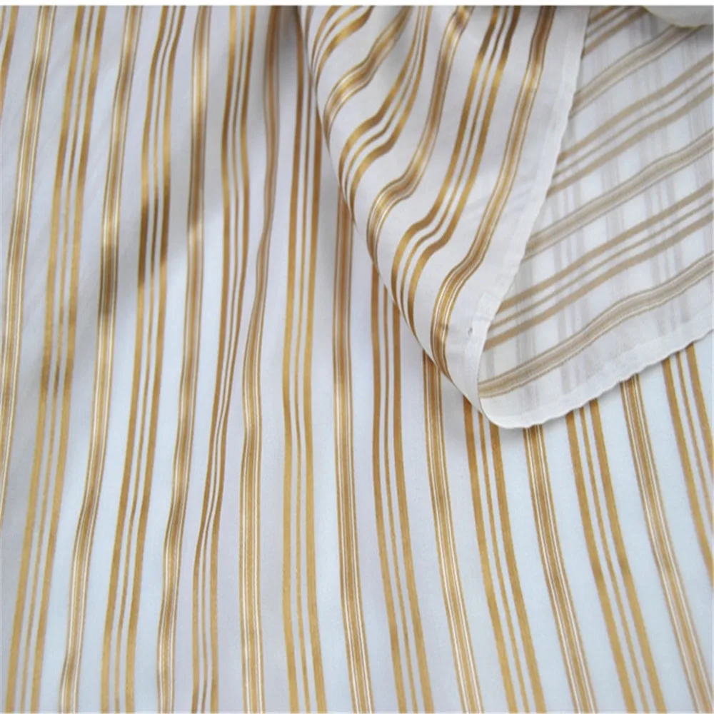 Wonderful Original Silk Metallic Fabric Lurex Stripe Gold Shiny Elegant Vintage Soft for Men Women Pants Saree Cloth Shawl