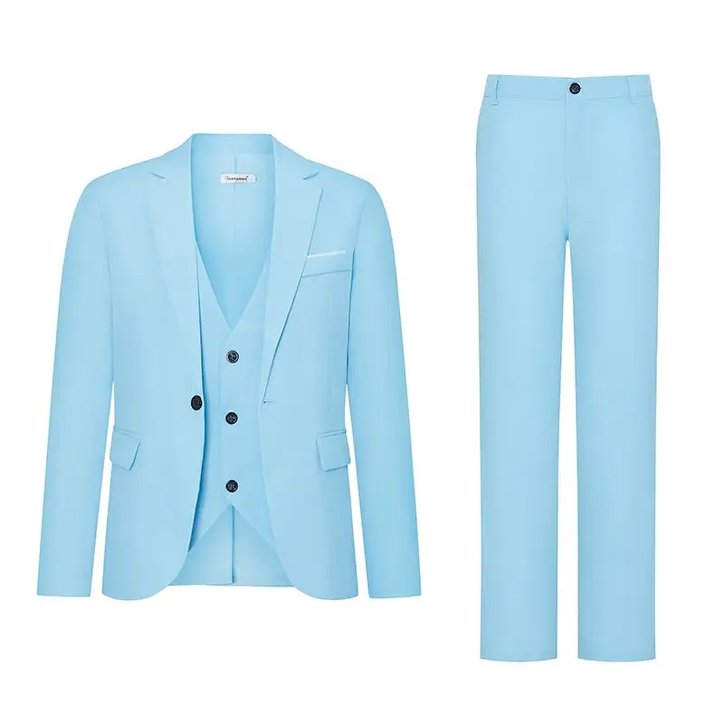 Men's Navy Blue Korean Style Suit Set with Jacket Plus Size for Student Interview Business Formal Professional Attire