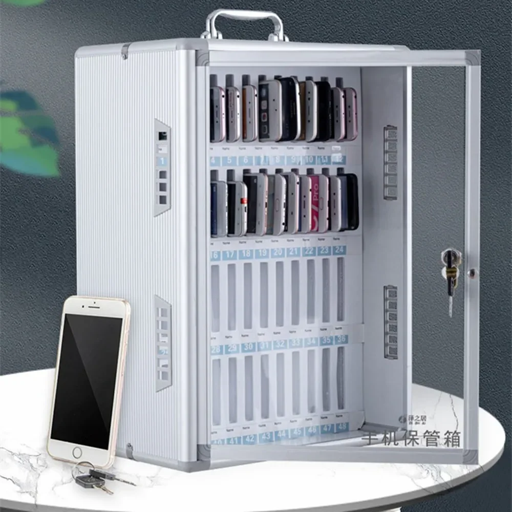 Portable Suitcase Mobile Phone Custody Safe Deposit Box Wall Mounted Cell  Storage Aluminum Alloy Cabinet Locker Lock 36 Slots