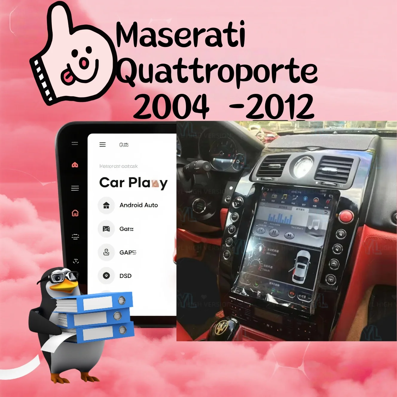 Android 13.0 CarPlay For Maserati Quattroporte 2004-2012 GPS Navigation 4G WiFi Bluetooth5.0 Car Radio Stereo Multimedia Player