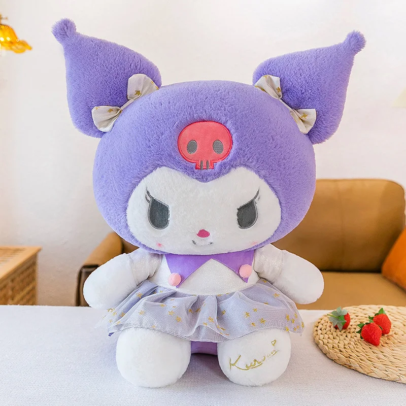 New Sanrio White Gold Kuromi Plush Toy Melody Sleeping Pillow Cute Stuffed Animal for Kids Birthday Xmas Gift for Girls