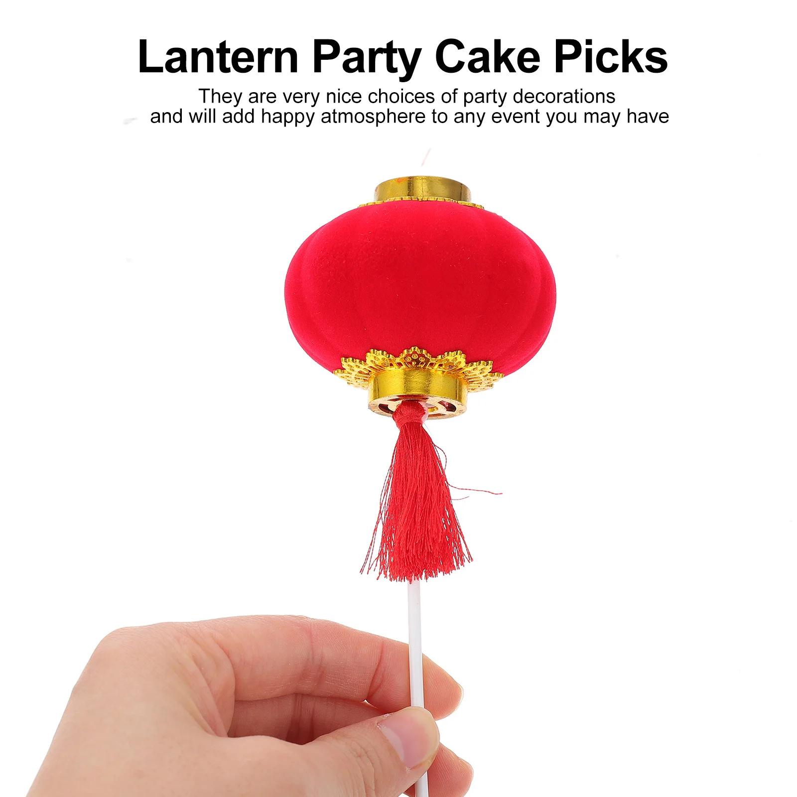 

12Pcs Creative Lantern Cake Picks New Year Party Decorations Simple Design Inserts Dessert Adornments Lantern Party Cake Picks