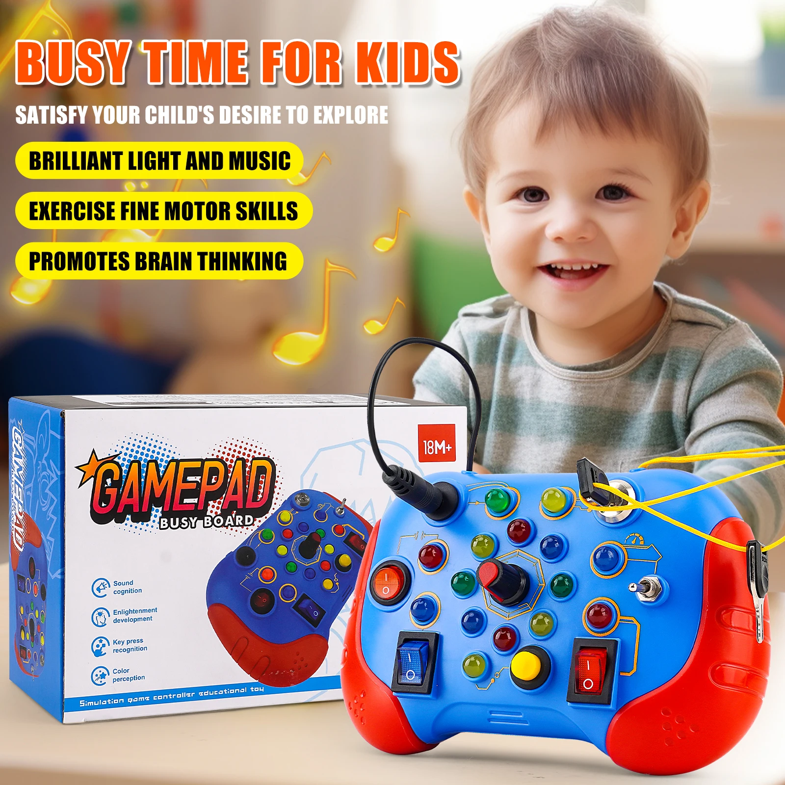 Montessori Busy Board Zintuiglijk speelgoed met LED-lichtschakelaar ControlBoard Reisactiviteiten Kinderspellen voor