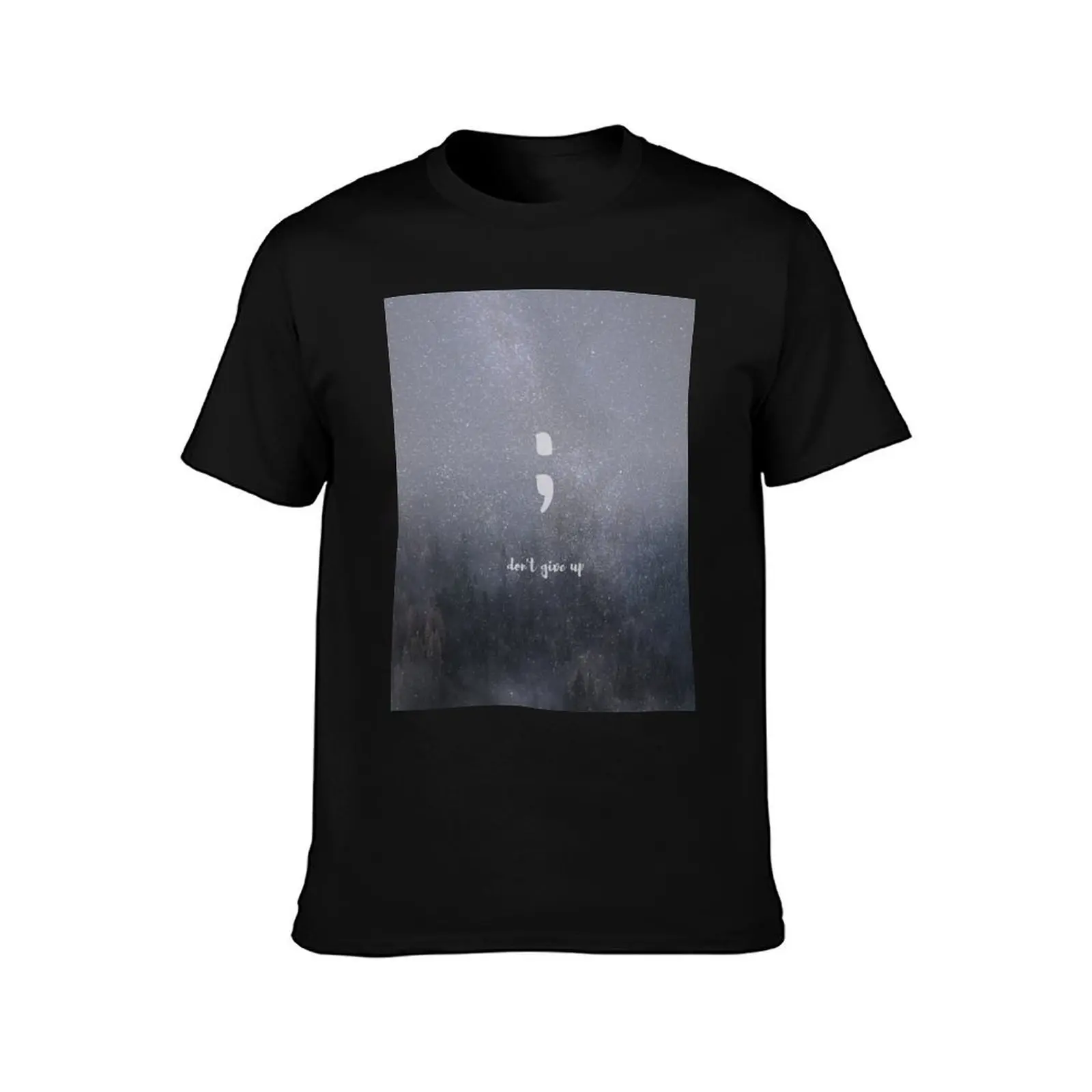glitter forest semikolon - don't give up T-Shirt Large Size Casual Tee Shirt