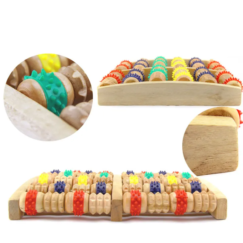 1Pcs Wooden Foot Massager Roller Reflexology for Stress Fitness Health Care - Feet Massager Colorful Massage Roller Pain Relief