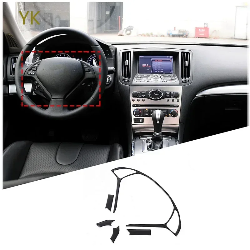 

For Infiniti G25 G27 G37 2007-2013 PVC Black Car Steering Wheel Frame Cover Trim Stickers Interior Car Accessories