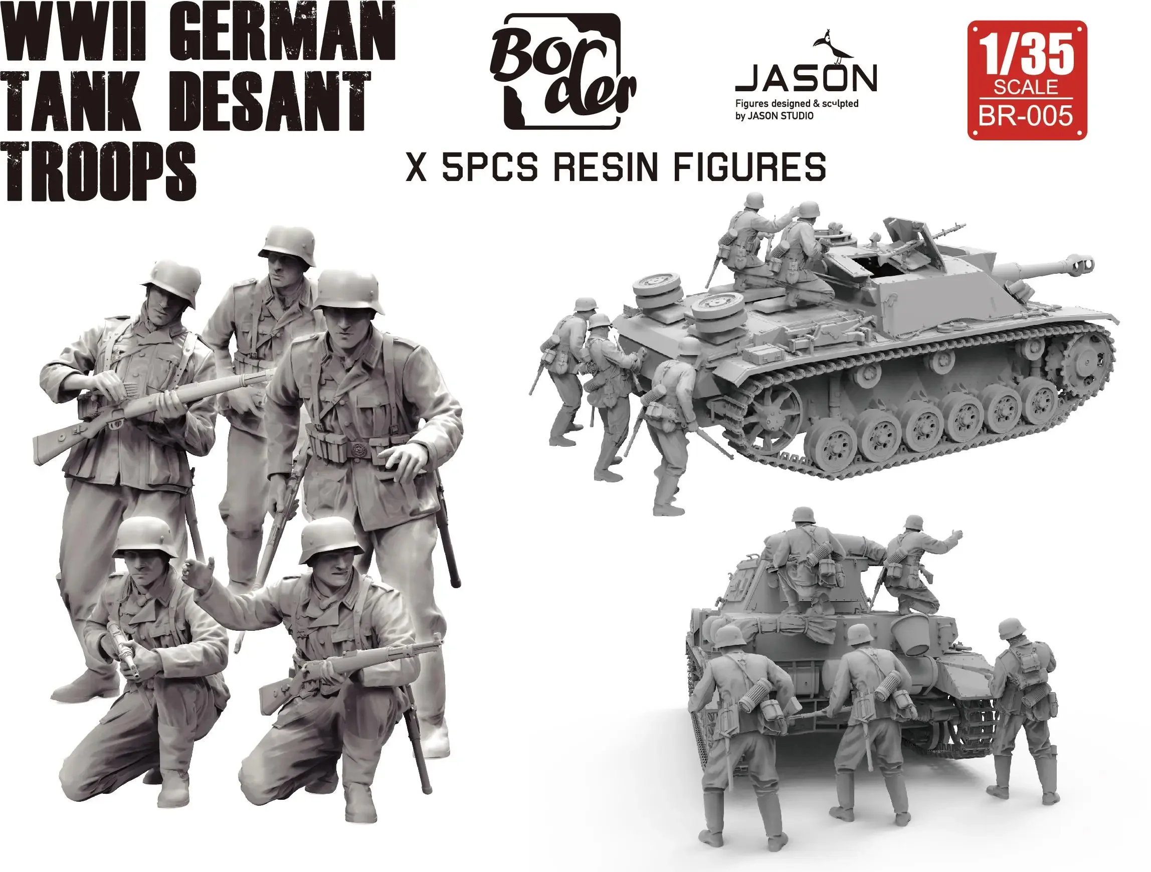 

Border BR-005 1/35 German Tank Desant Troops Resin Figures (Tank not included) - Scale Model Kit