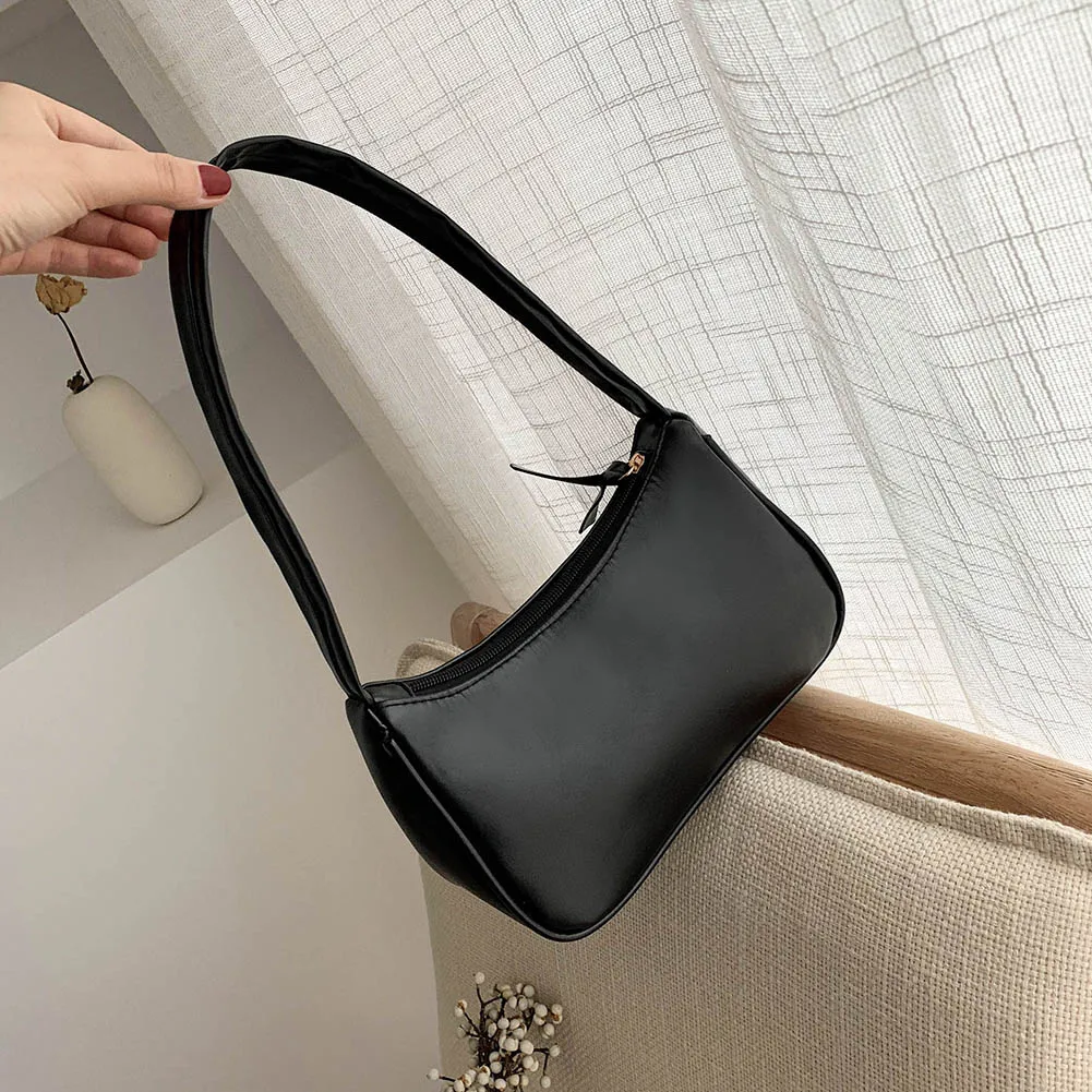 French Bag Women\'s PU Leather Shoulder Bag Elegant Solid Armpit Purses High Quality Ladies Underarm Bags Luxury Designer Handbag