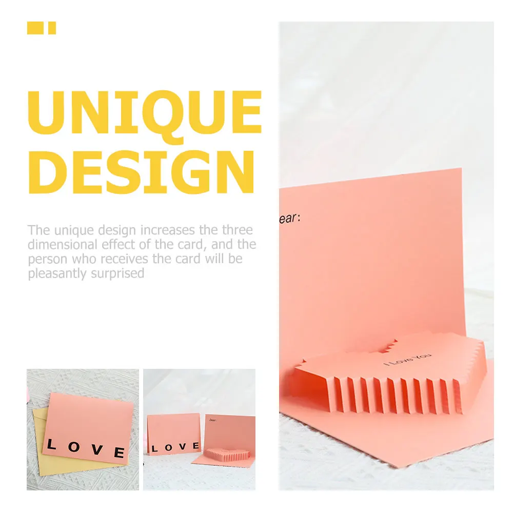 

2Pcs Stunning 3D Heart Cards Valentine Greeting Card Festive Celebrations Invitation Cards