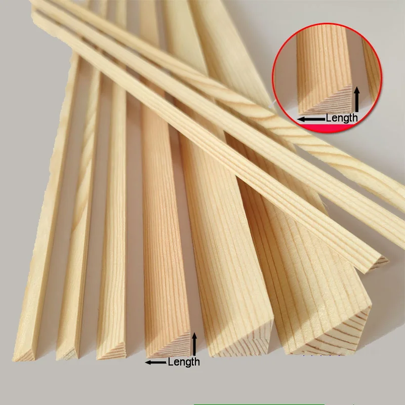 Custom Natural Siberian Scots Pine Strips,Isosceles Triangular Wood Strip,(Side 6mm to 30mm) for DIY Craft,Furniture Woodworking
